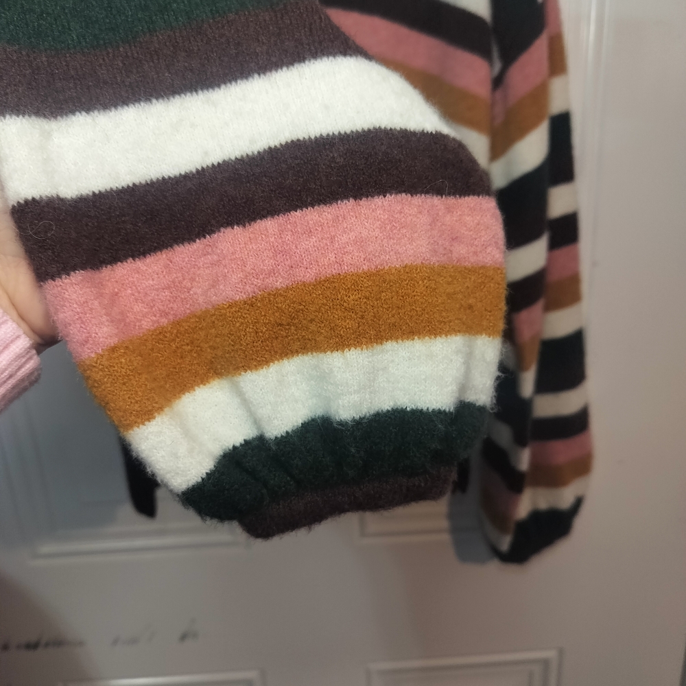 Madewell Striped Sweater in Pink, Green, and Brown - Picture 7 of 10